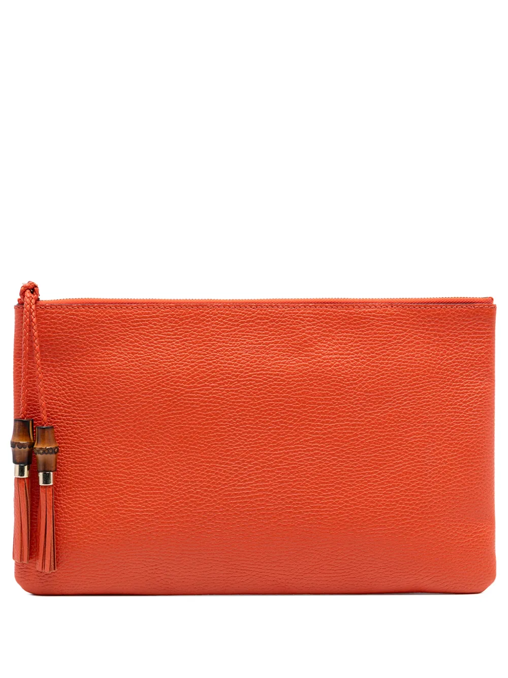 Gucci Pre-Owned 2016-2025 Calfskin Bamboo Tassel clutch bag - Orange