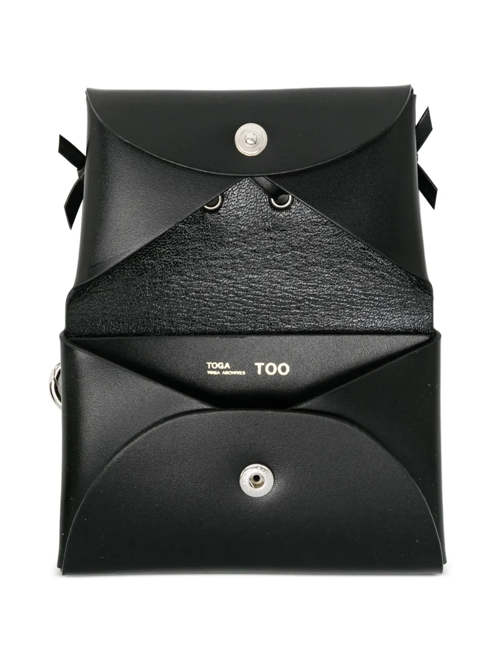 Toga Leren pasjeshouder met ringdetail Zwart
