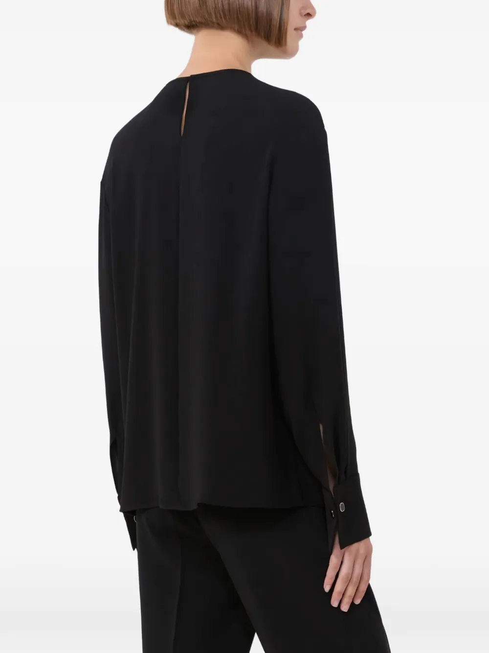 Max Mara Geplooide blouse met keyhole Zwart