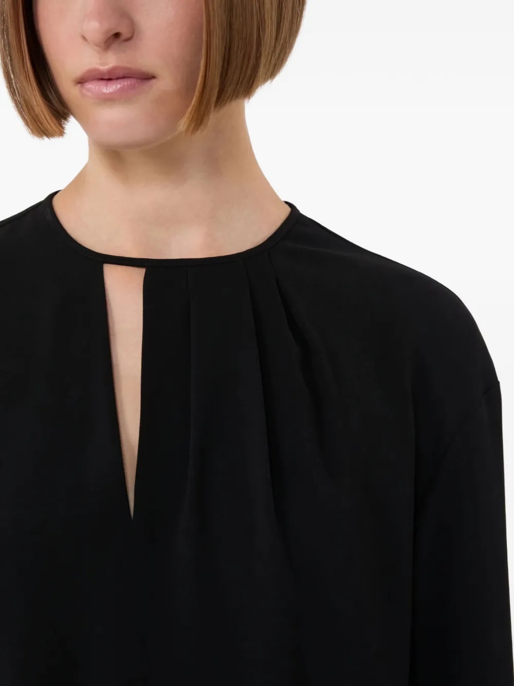 Max Mara Geplooide blouse met keyhole Zwart