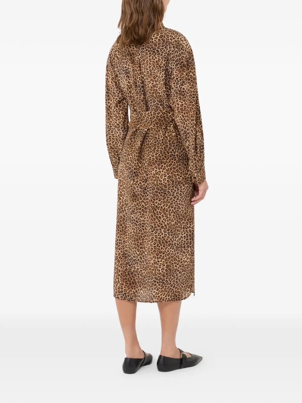 Weekend Max Mara Wkddolmen midi-jurk met luipaardprint en gestrikte taille Bruin