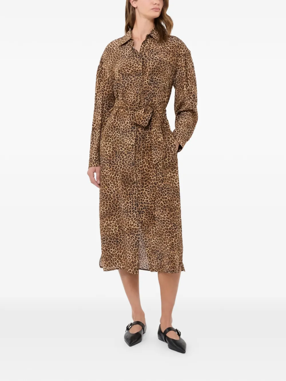  Weekend Max Mara Wkddolmen Leopard-print Tie-waist Midi Dress - Brown 