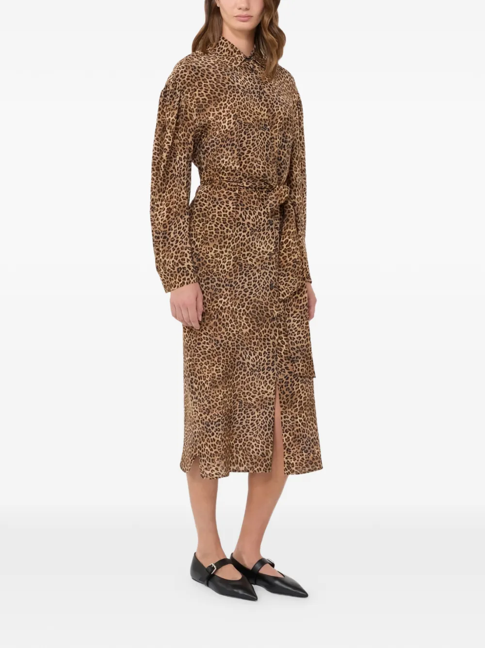  Weekend Max Mara Wkddolmen Leopard-print Tie-waist Midi Dress - Brown 