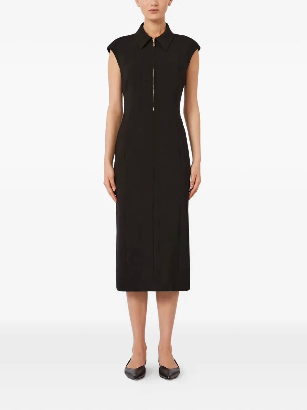Mstalga Collared Zip-Fastening Midi Dress
