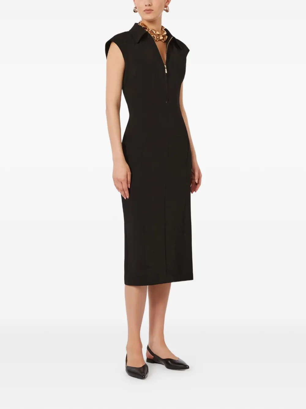 Mstalga Collared Zip-Fastening Midi Dress