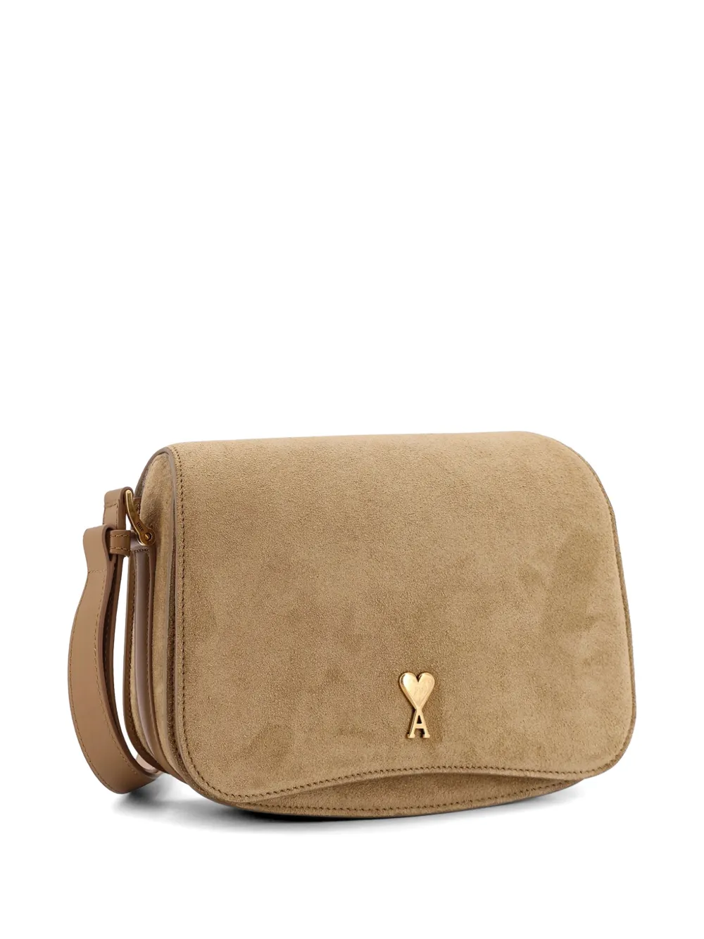 AMI Paris schoudertas met hartpatroon Beige