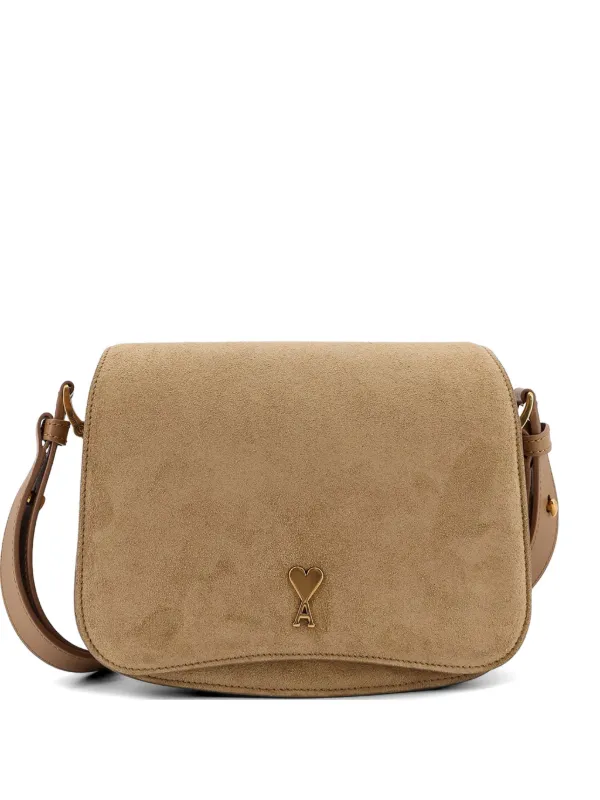 Ami Paris Paris Paris Heart-motif Shoulder Bag in Neutrals