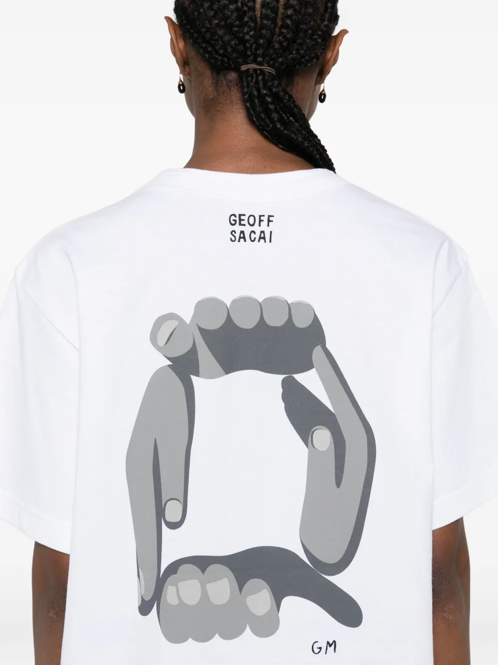 sacai x Geoff T-shirt met ronde hals Wit