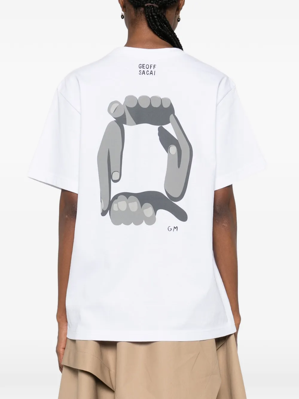 sacai x Geoff T-shirt met ronde hals Wit