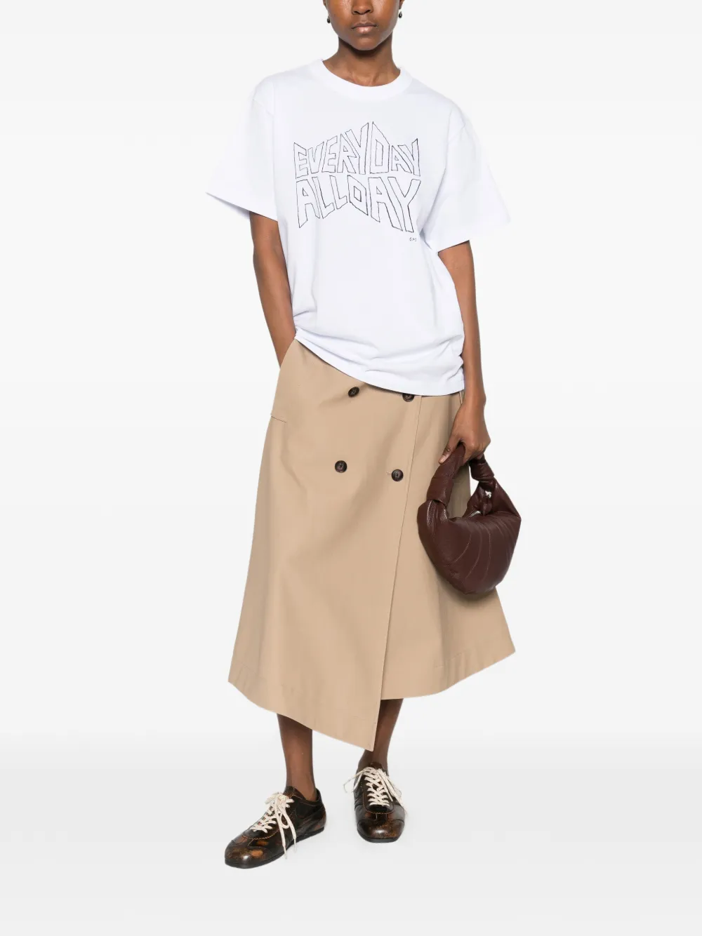 sacai x Geoff T-shirt met ronde hals Wit