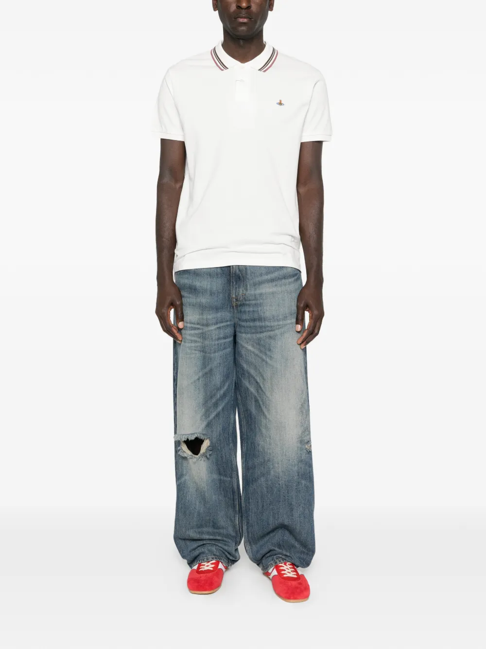 Vivienne Westwood Poloshirt met gestreepte kraag Wit