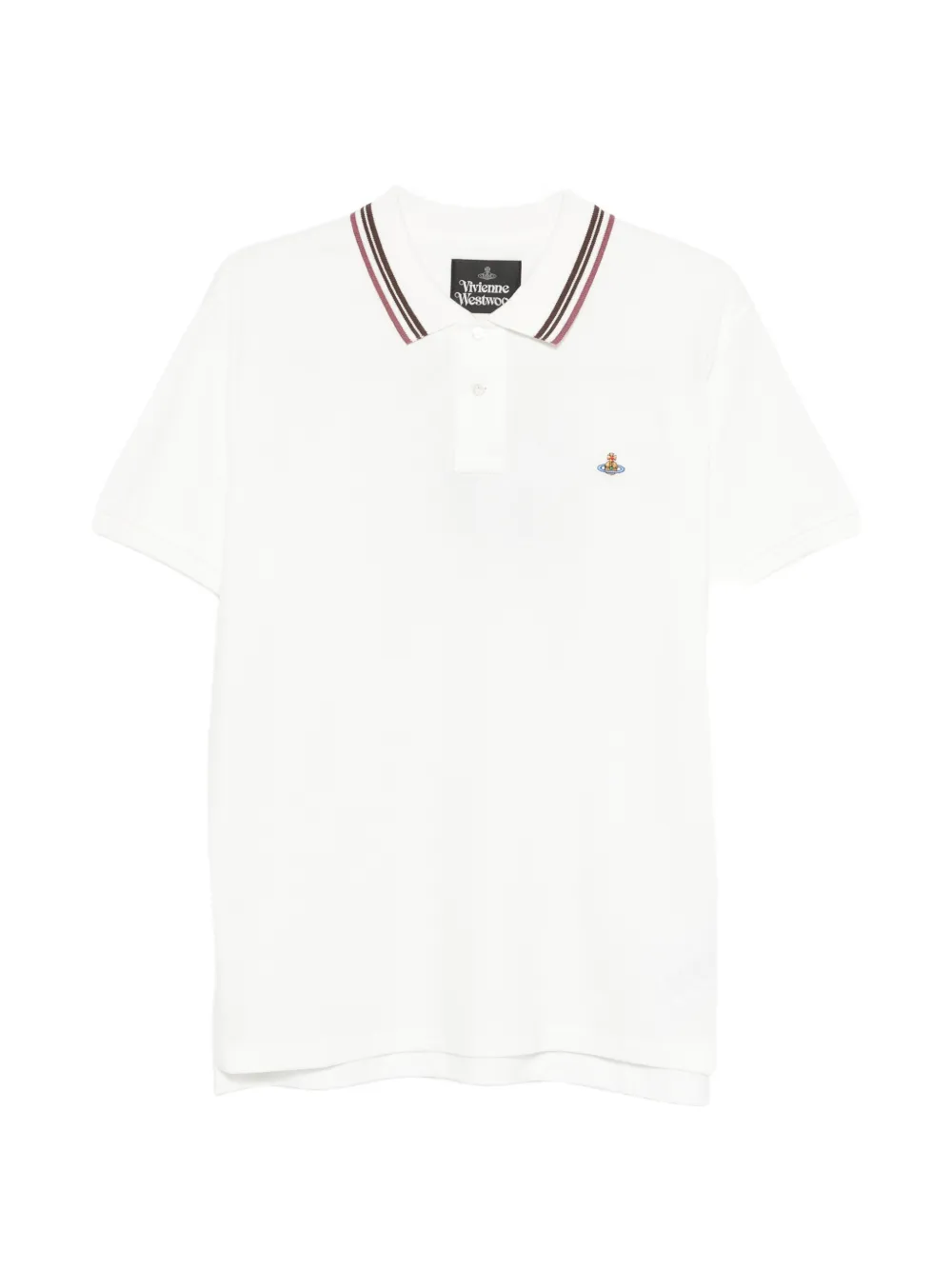 Vivienne Westwood striped-collarpolo - Bianco