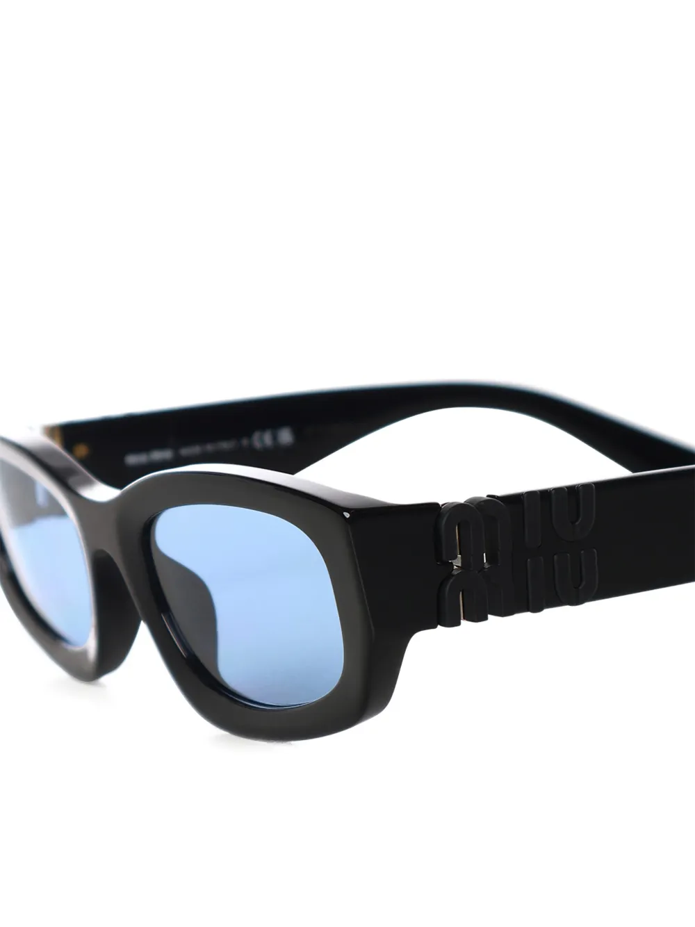 Miu Eyewear Zonnebril met rechthoekig montuur en logo Zwart