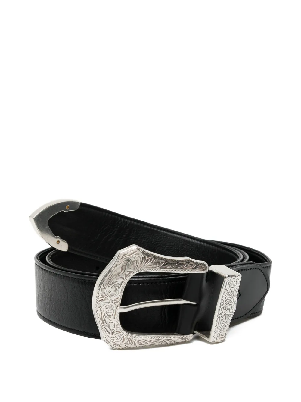 TOGA TOO Cintura in pelle con fibbia incisa - Nero