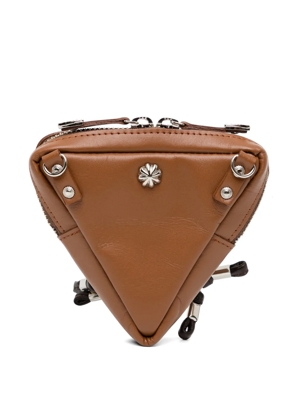  Toga Too Flower-motif Triangular-shape Leather Mini Bag - Brown 