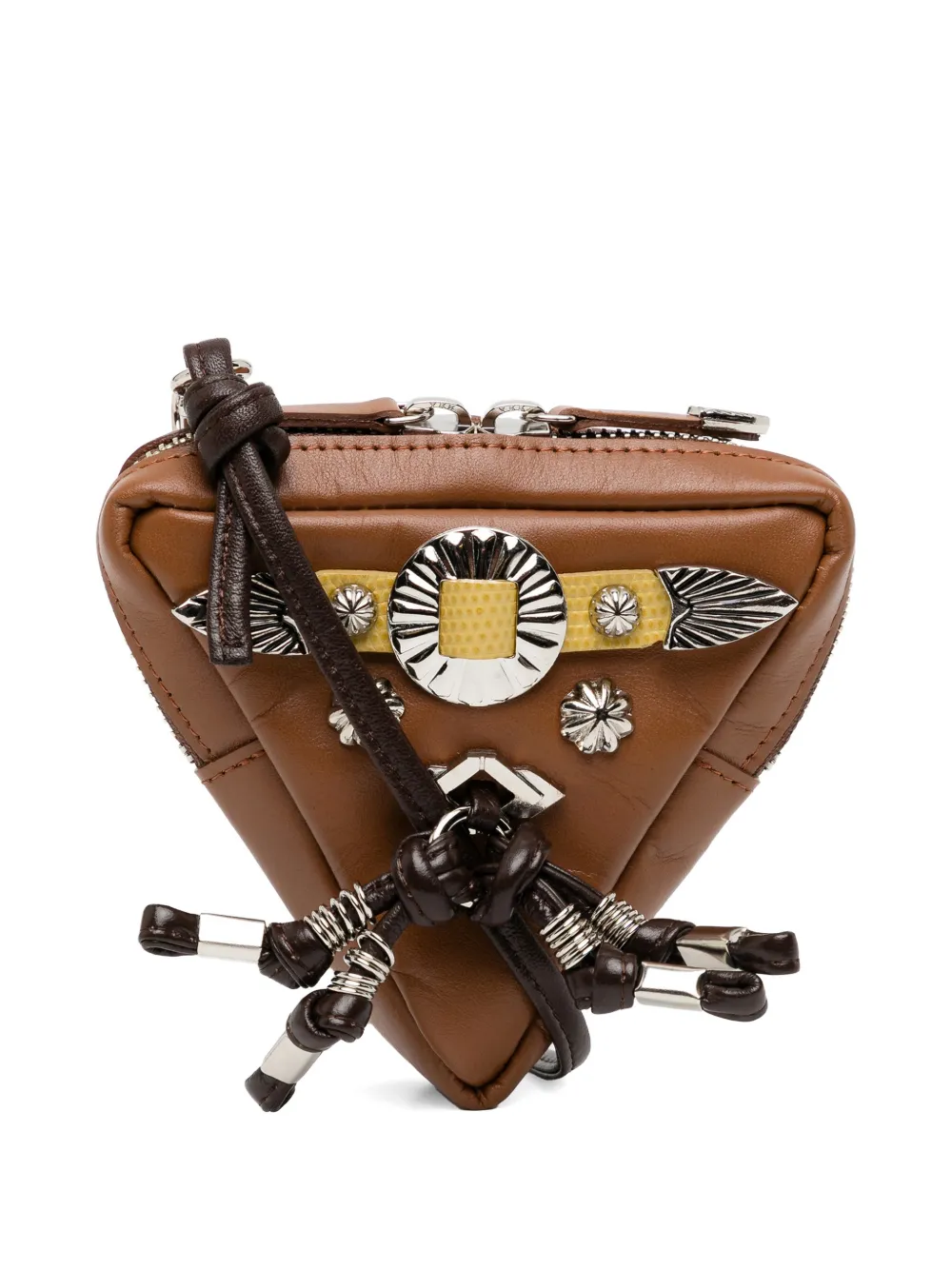 TOGA TOO flower-motif triangular-shape leather mini bag - Marrone