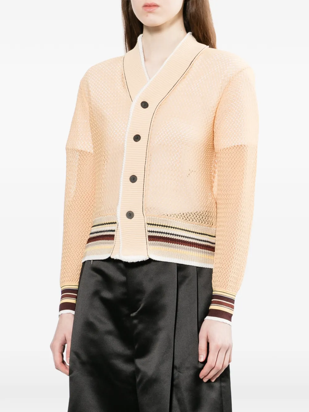  Toga Pulla V-neck Striped-hem Cardigan - Neutrals 