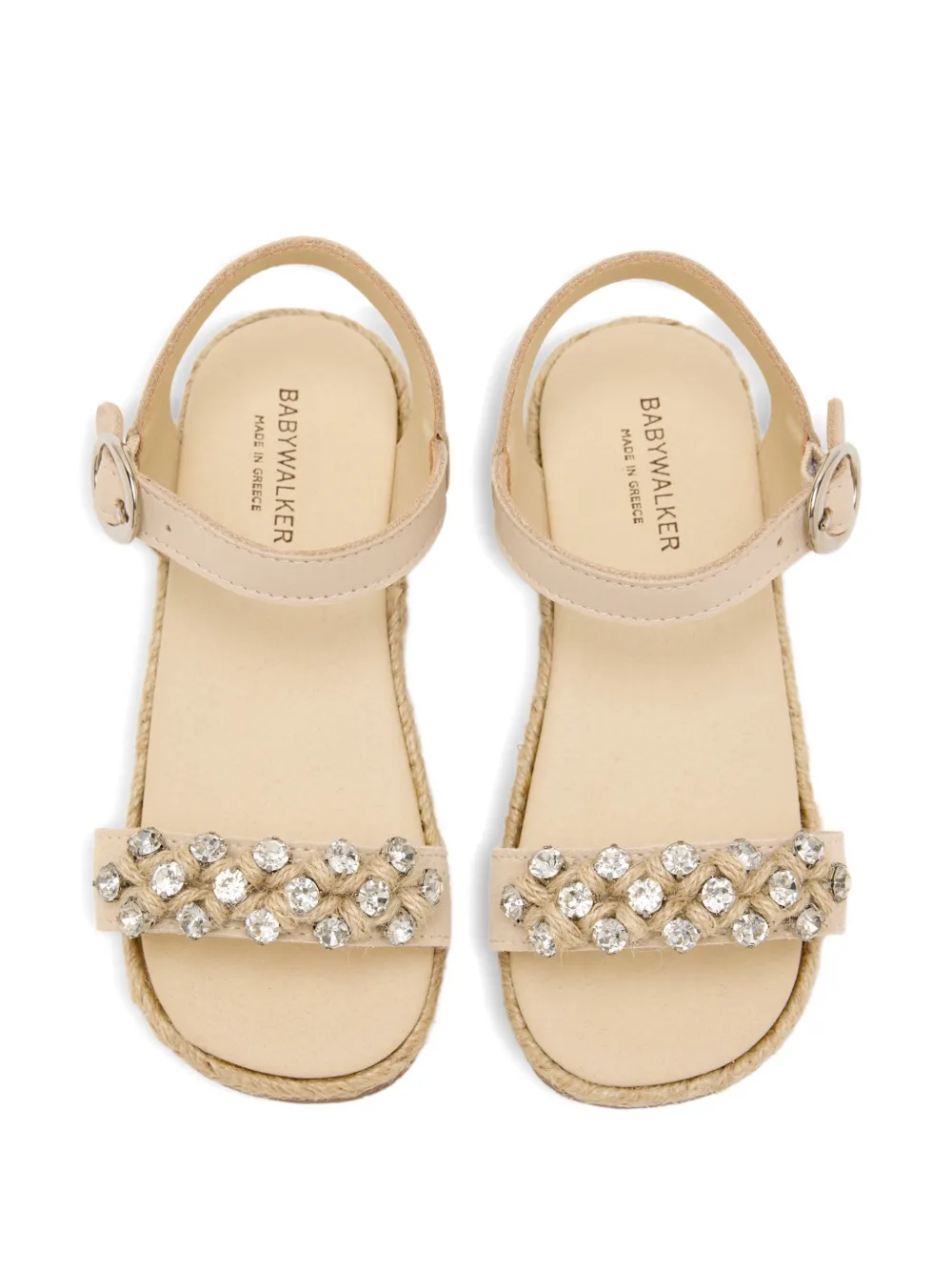 BabyWalker crystal-embellishments buckled open-toe sandals Beige