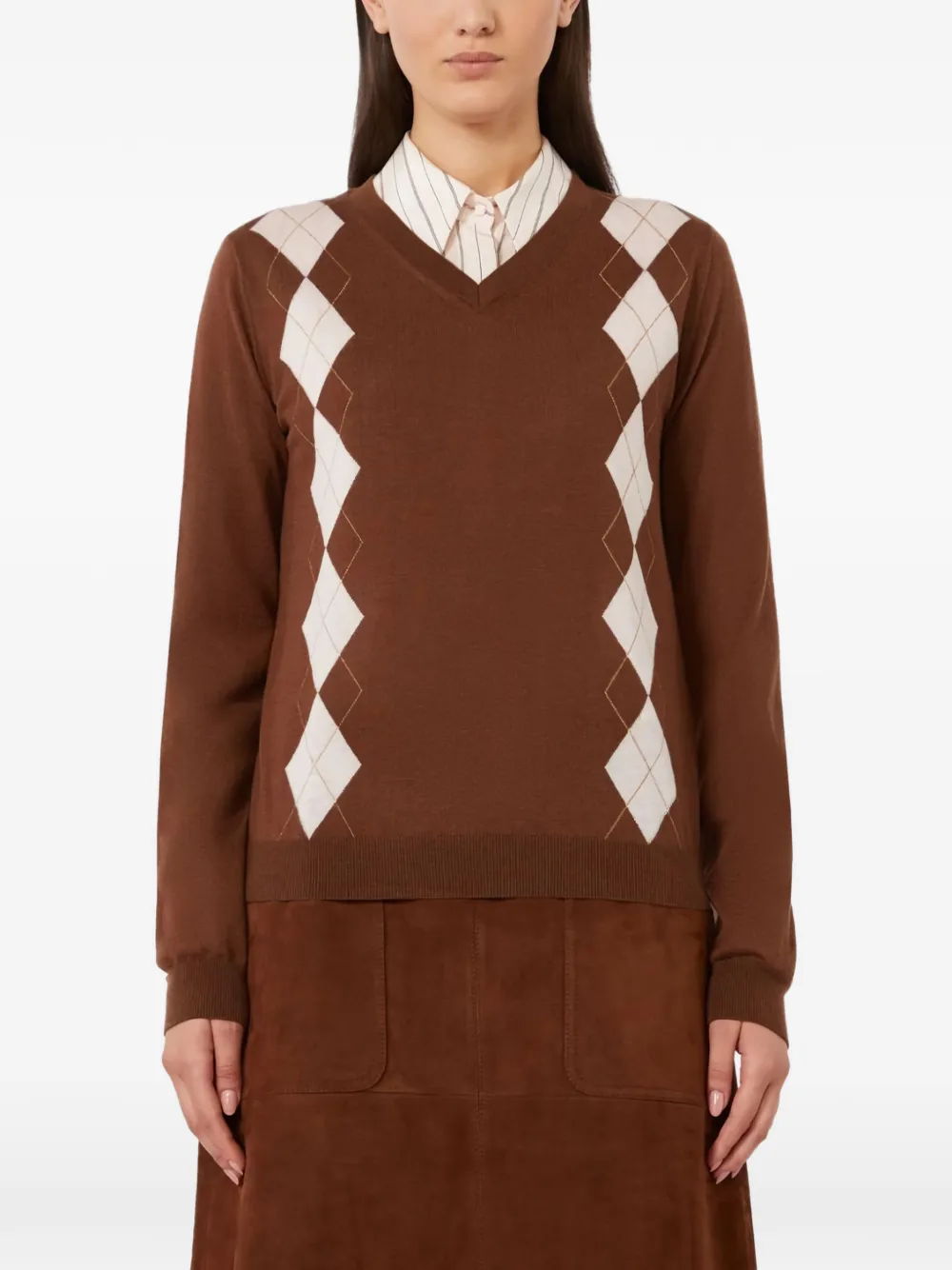  Max Mara Pull à Losanges - Marron 