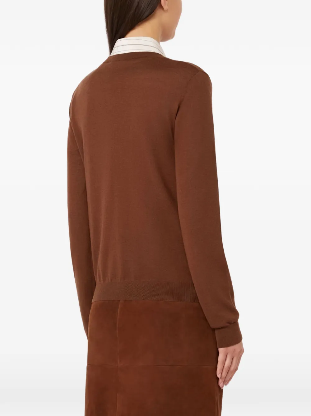 Max Mara Trui met argyle-patroon en V-hals Bruin