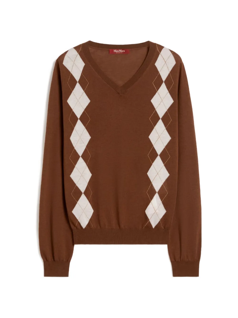 Max Mara argyle V-neck sweater - Marrone