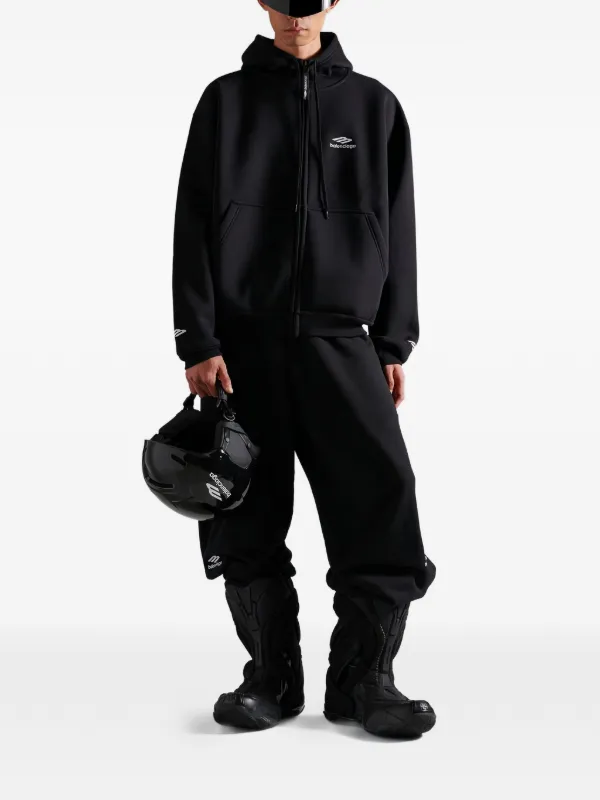 Balenciaga 3B Sports Icon zip-up Hoodie | Black | FARFETCH