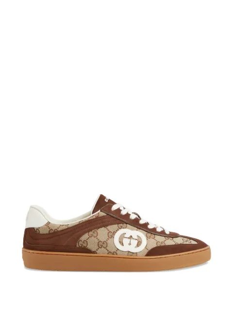 Gucci logo-plaque leather-panel sneakers