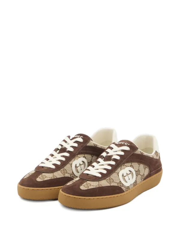Gucci logo-plaque leather-panel Sneakers | Neutrals | FARFETCH