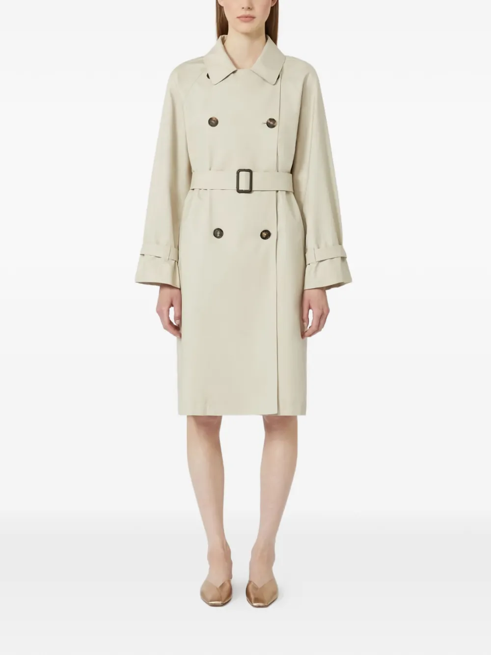  Max Mara Buttoned Belted Raincoat - Neutrals 