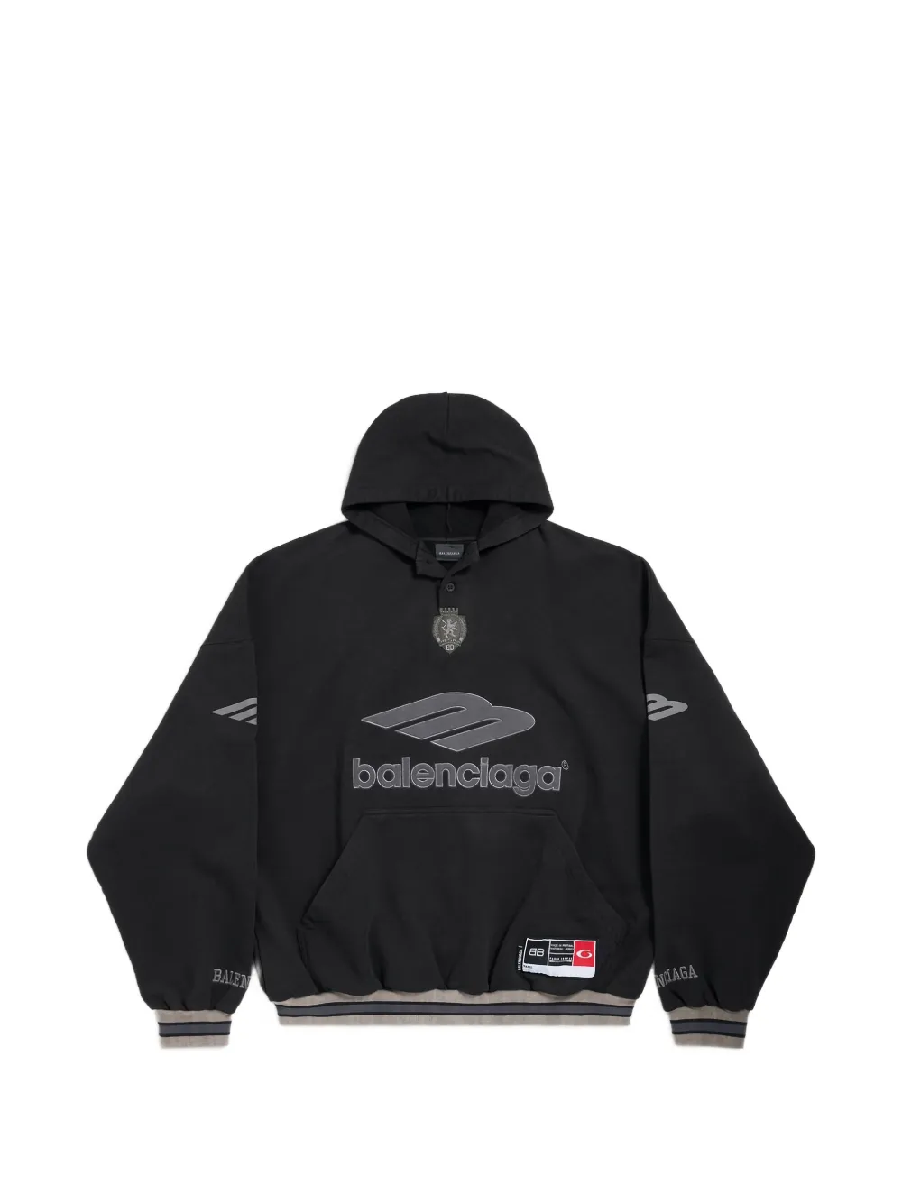 Balenciaga 3B Football cotton polo hoodie - Nero