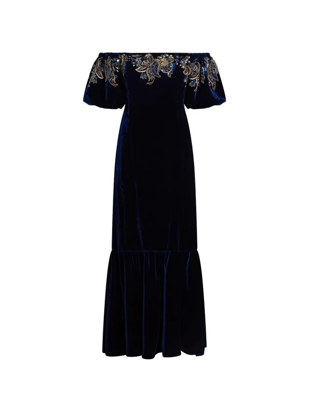 ETRO off-shoulder paisley-foliage maxi dress - Blu