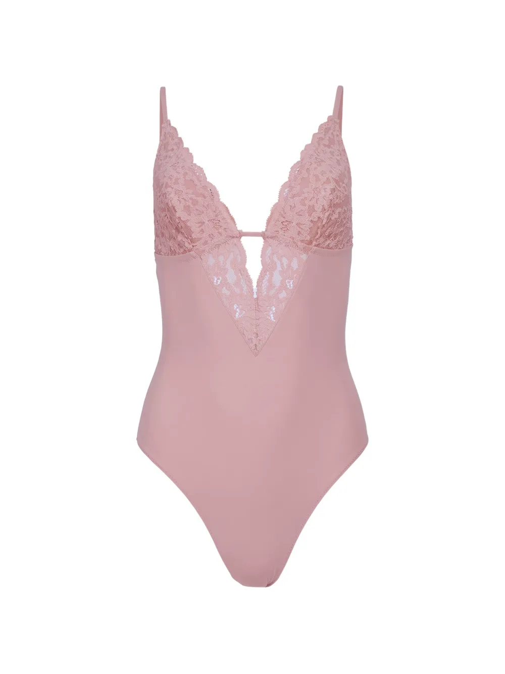 Fleur Du Mal Charlotte 3-Way lace V-neck bodysuit - Rosa