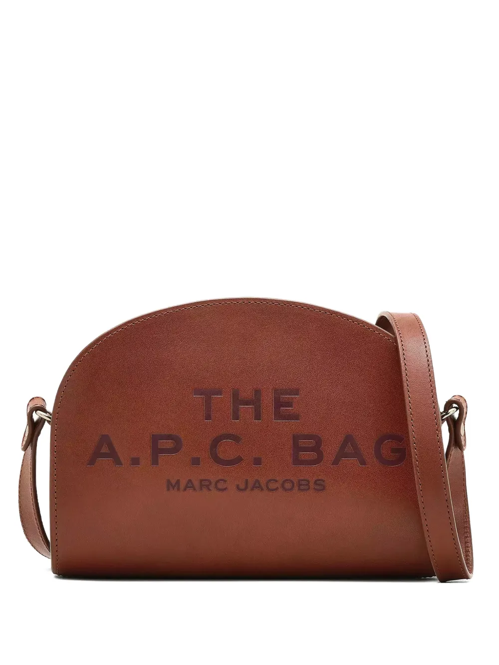 Marc Jacobs x A.P.C. embossed-logo leather cross body bag - Marrone