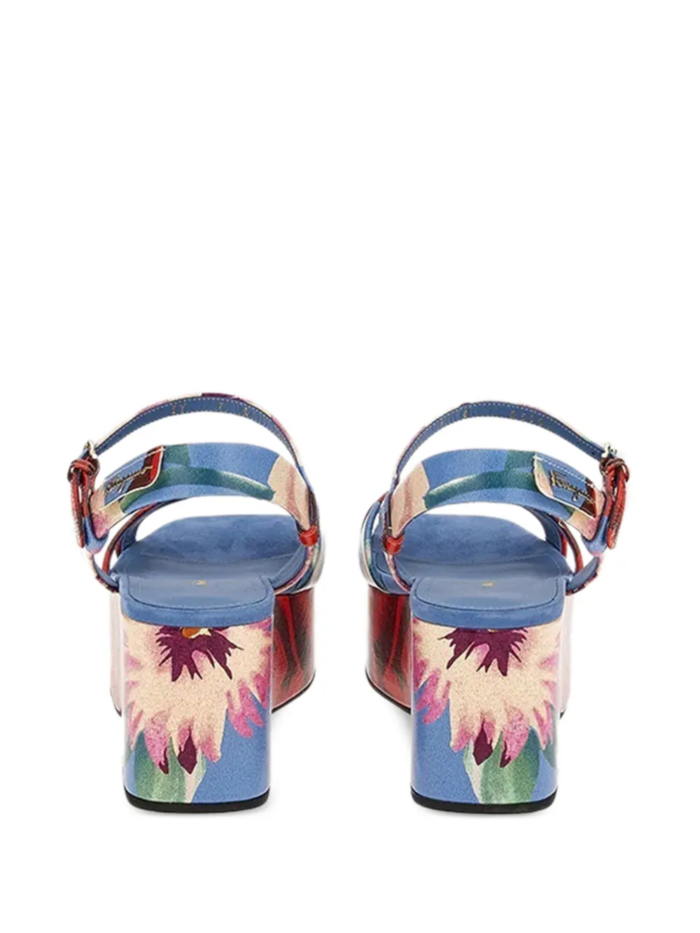 Ferragamo Sandalen met bloemenprint en gesp Blauw