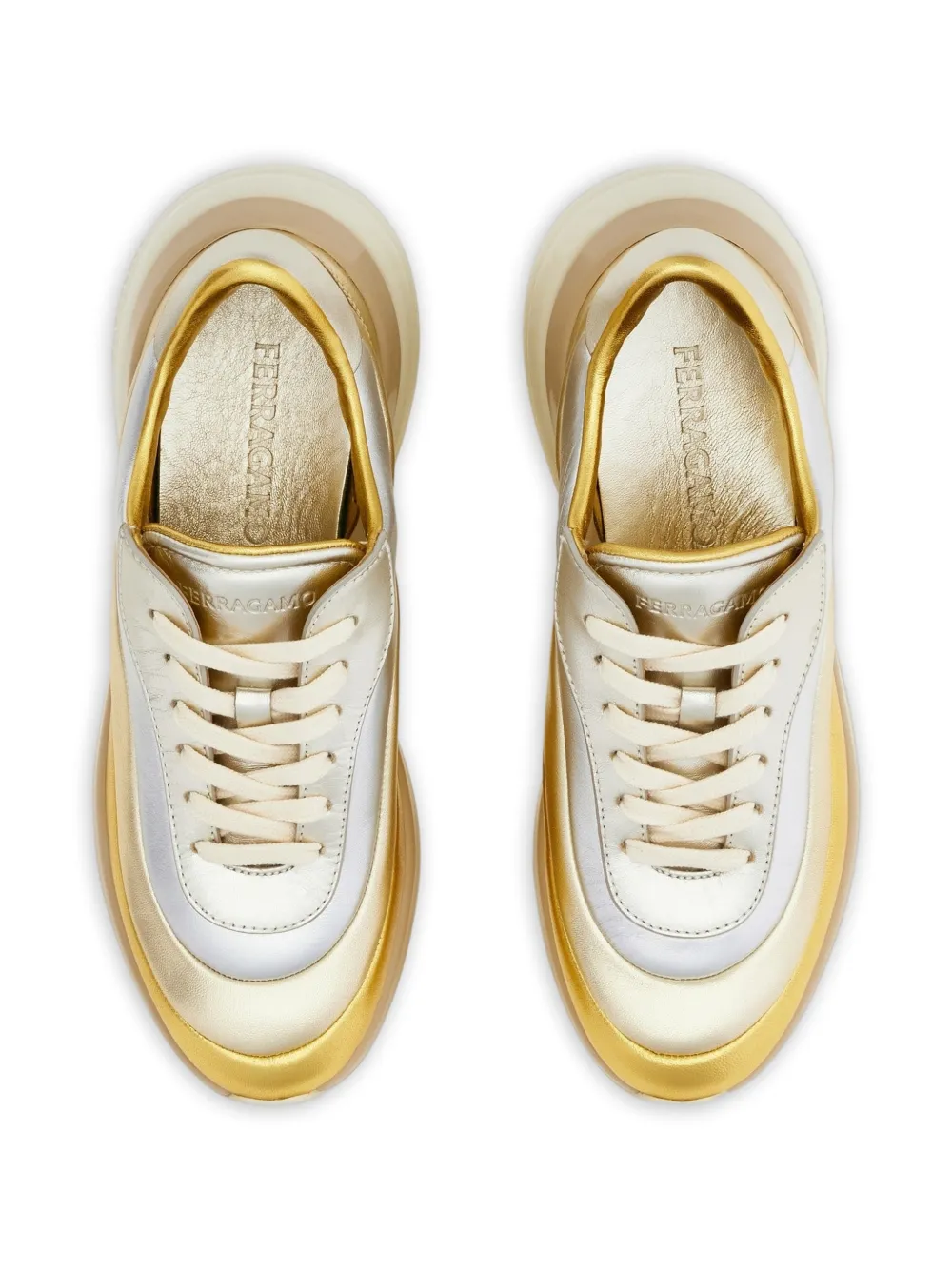 Ferragamo Sneakers met regenboogstreep Goud