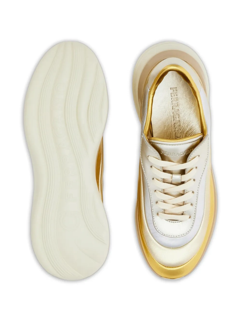 Ferragamo Sneakers met regenboogstreep Goud