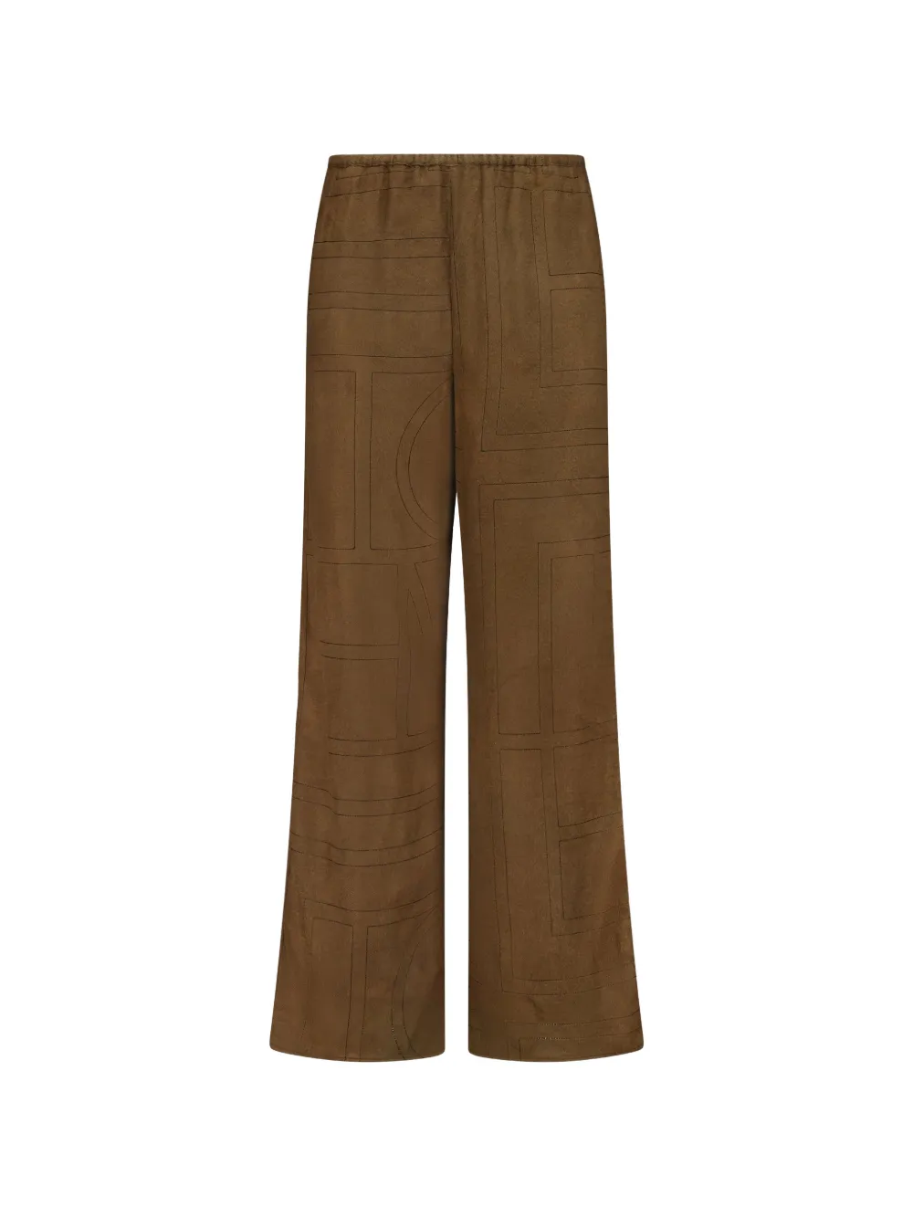 Totême Monogram Flannel Trousers In Brown