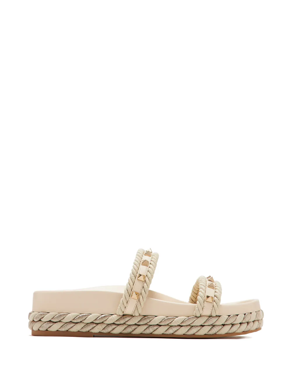 Valentino Garavani Rockstud sandalen met touw Beige