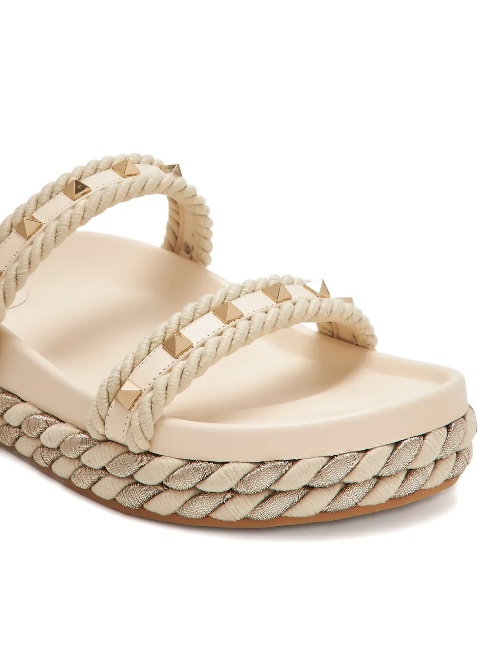Valentino Garavani Rockstud sandalen met touw Beige