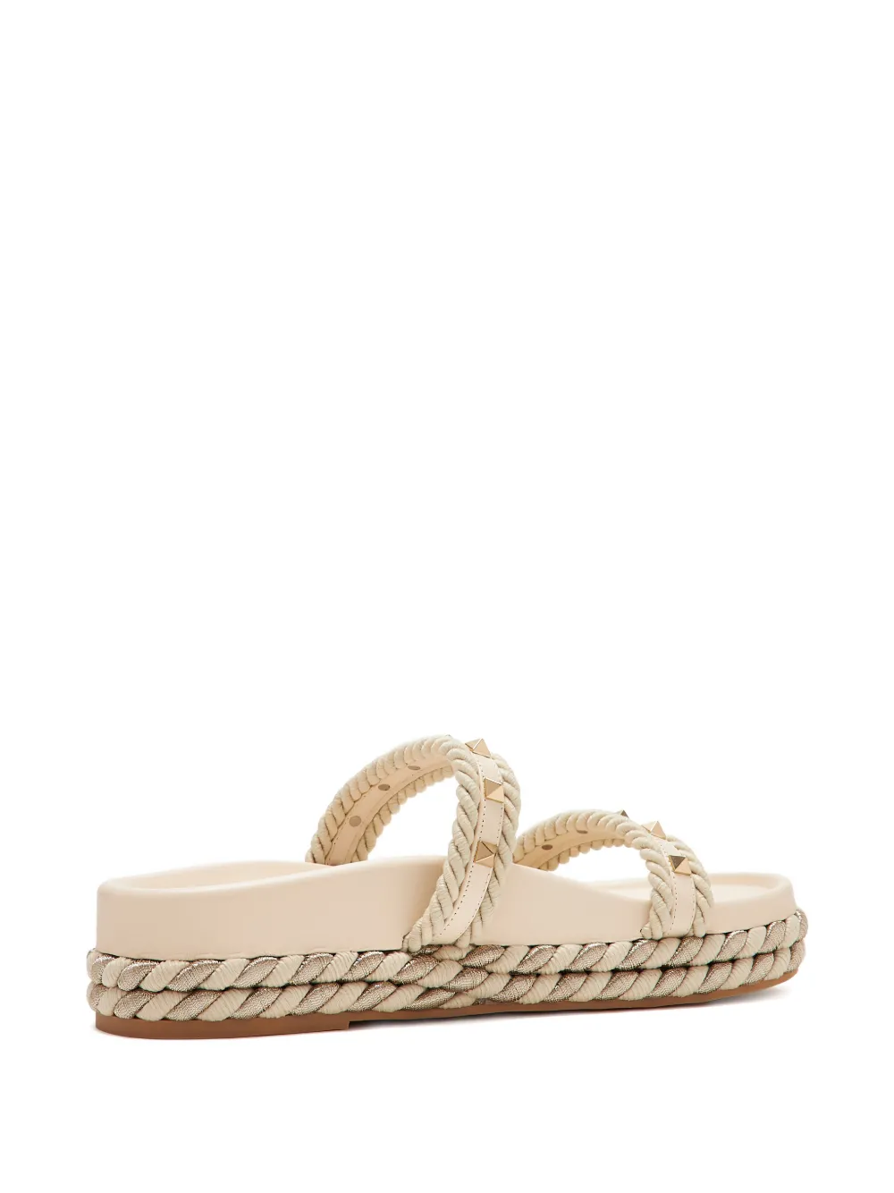 Valentino Garavani Rockstud sandalen met touw Beige