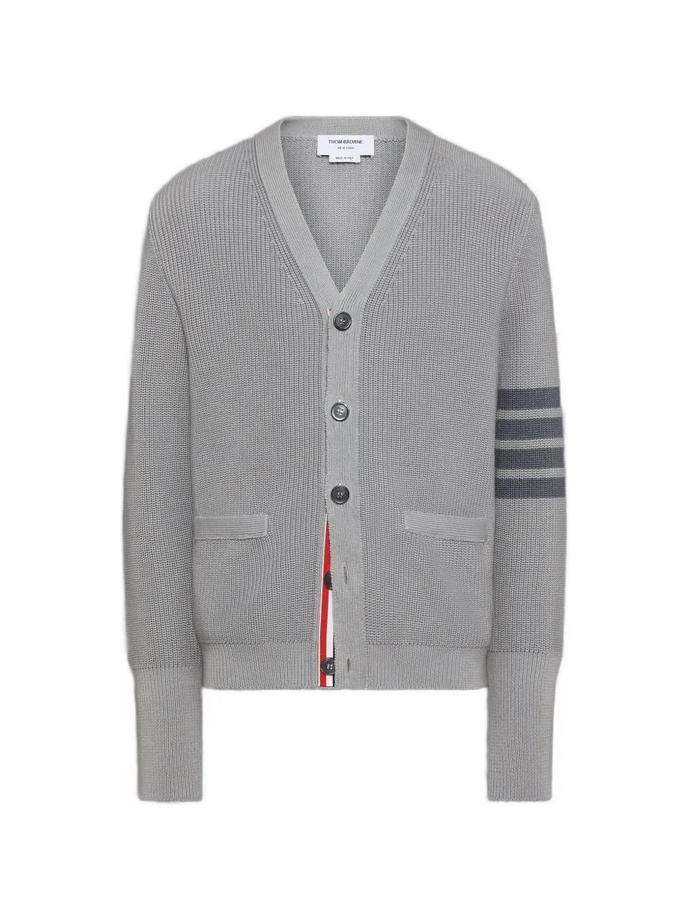 Thom Browne four-stripe V-neck cardigan - Grigio