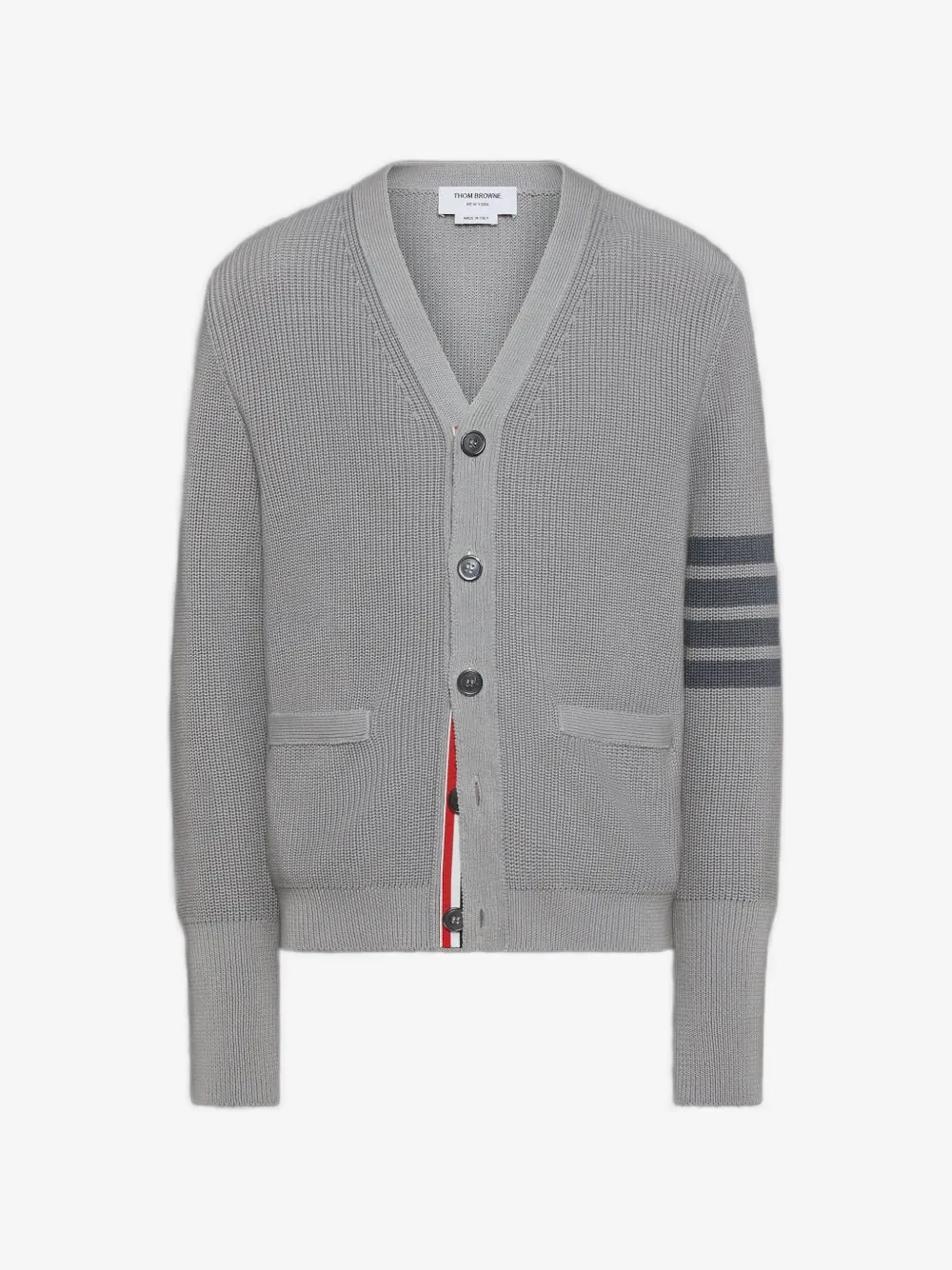 Thom Browne 四条纹V领开衫 | 灰色 | Image 1
