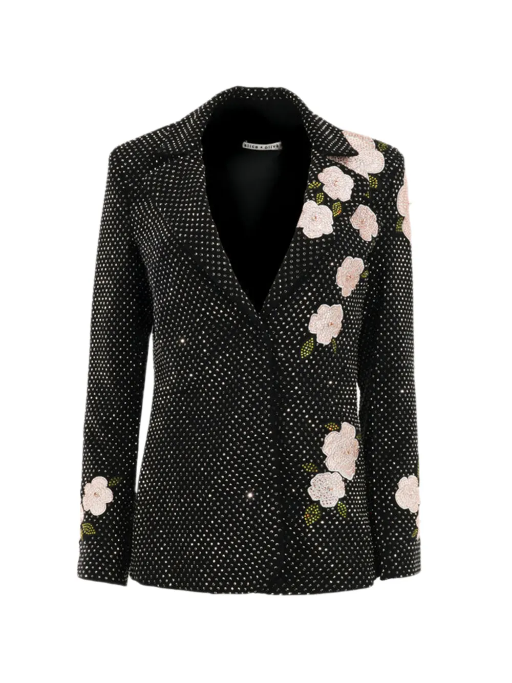 alice + olivia Macey embroidered blazer - Nero