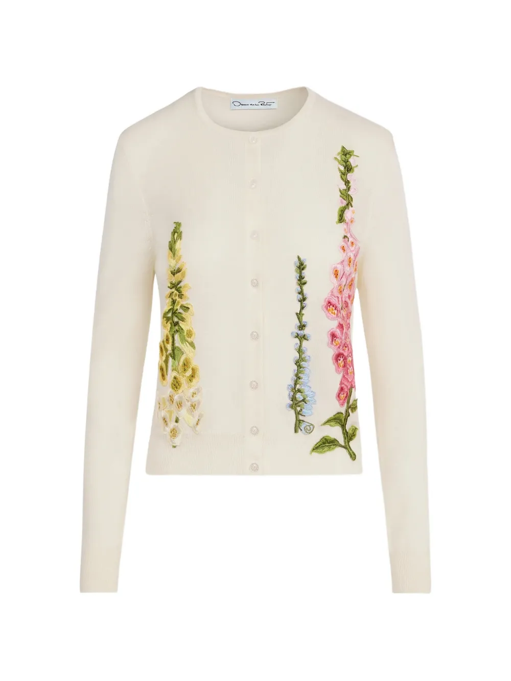 Oscar de la Renta floral-embroidered cardigan - Toni neutri