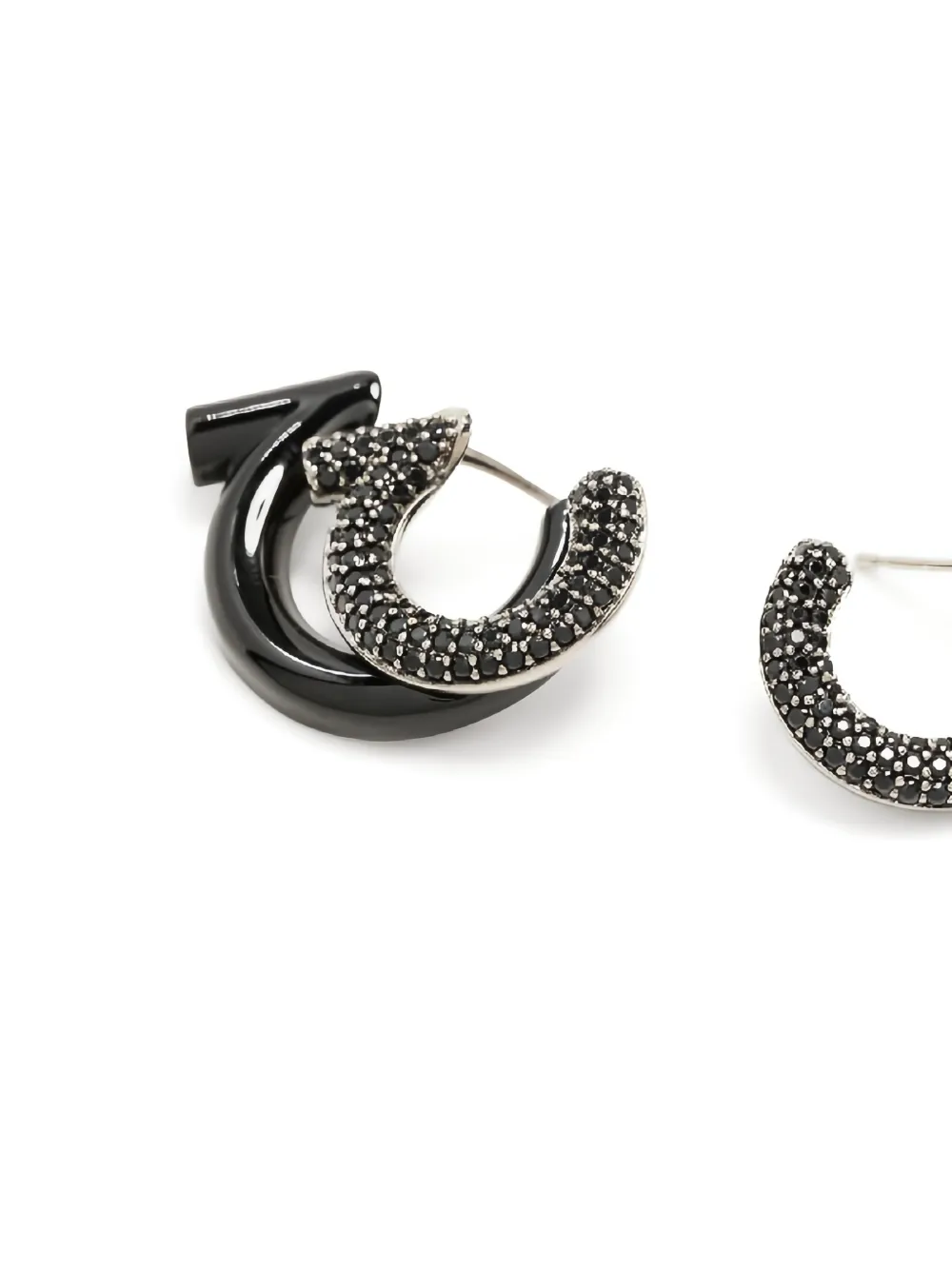  Ferragamo Black Embellishment Earrings 
