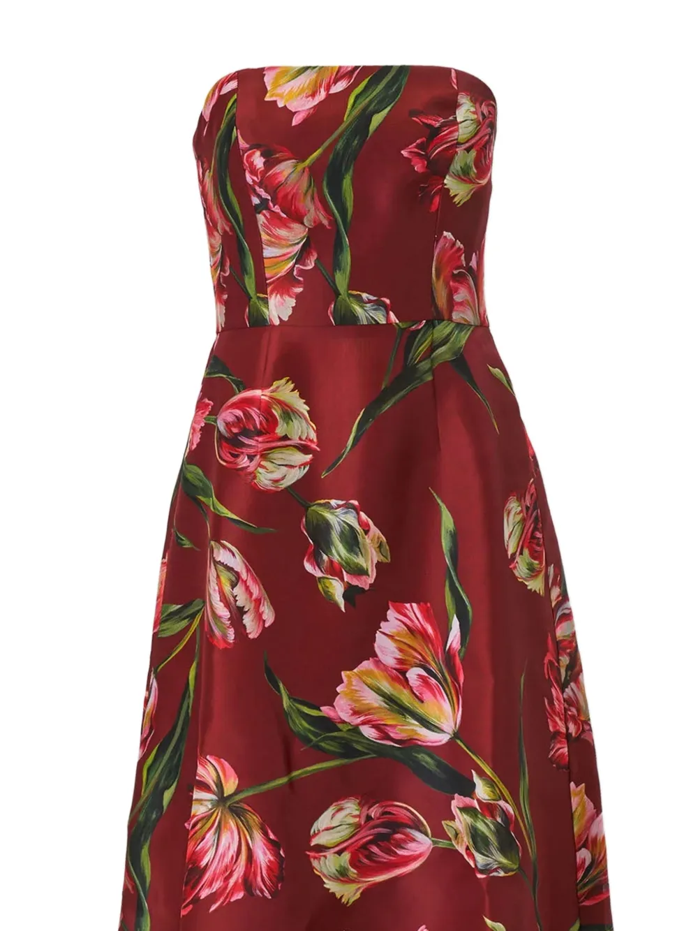 Carolina Herrera Strapless avondjurk met tulpprint Rood