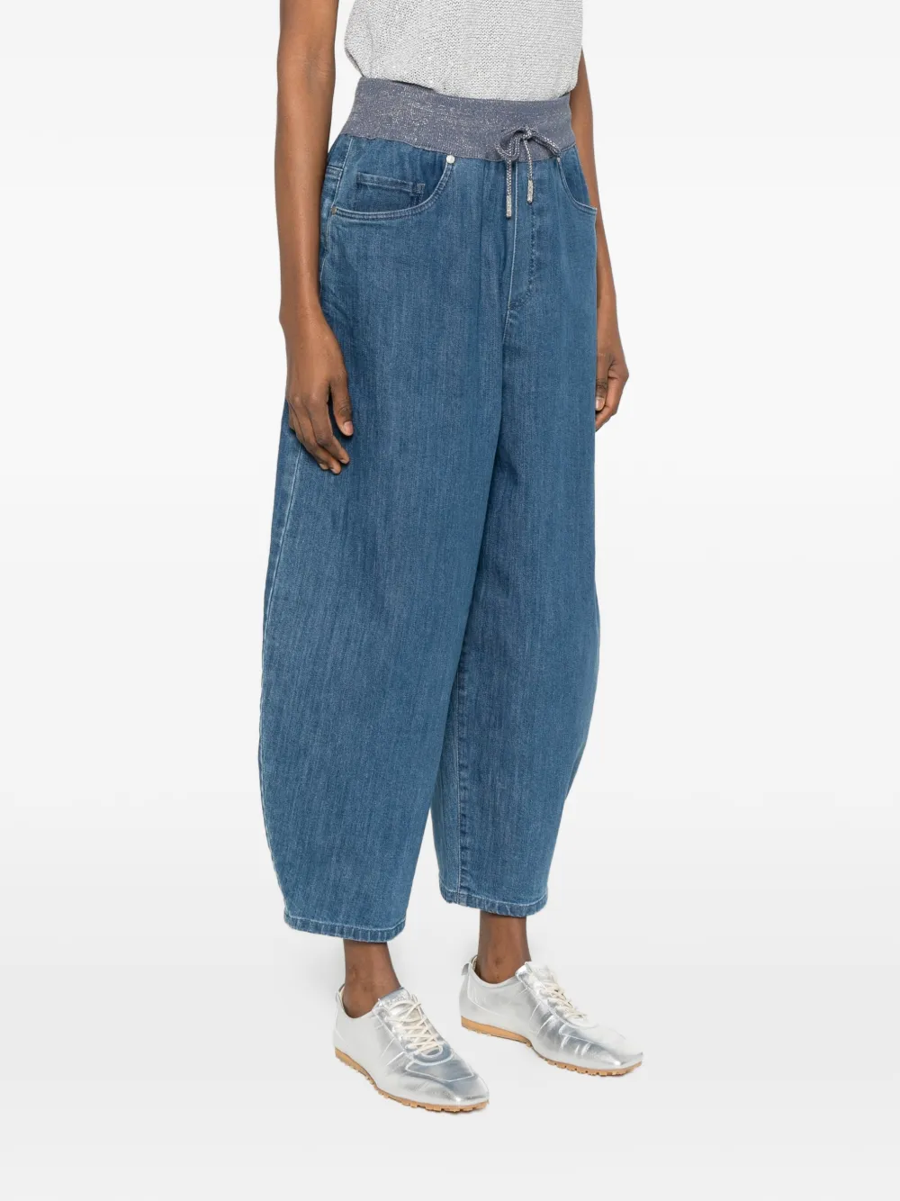  Panicale Drawstring Cropped Trousers - Blue 