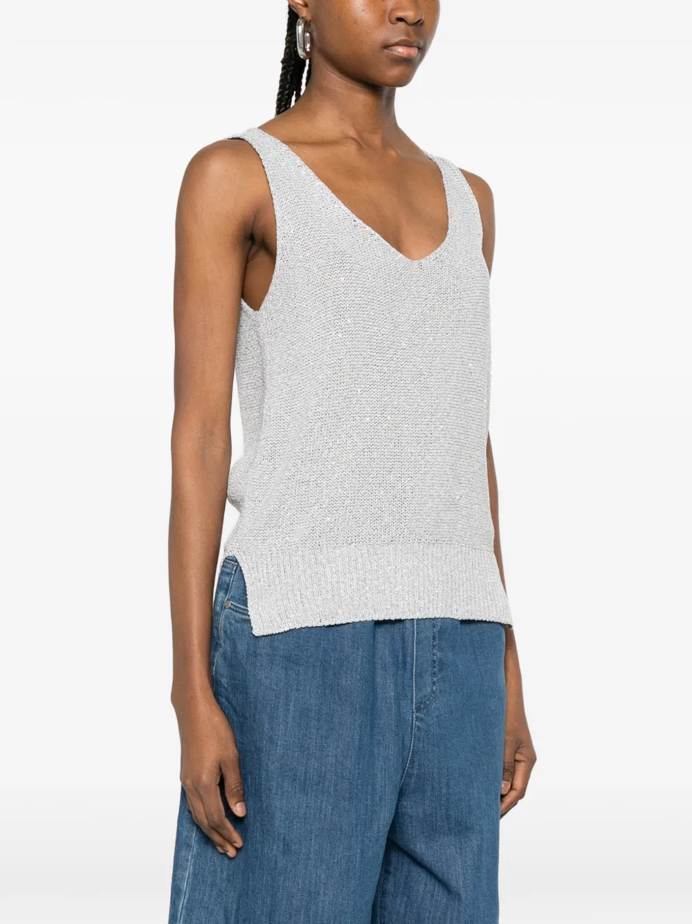  Panicale V-neck Knitted Vest - Silver 