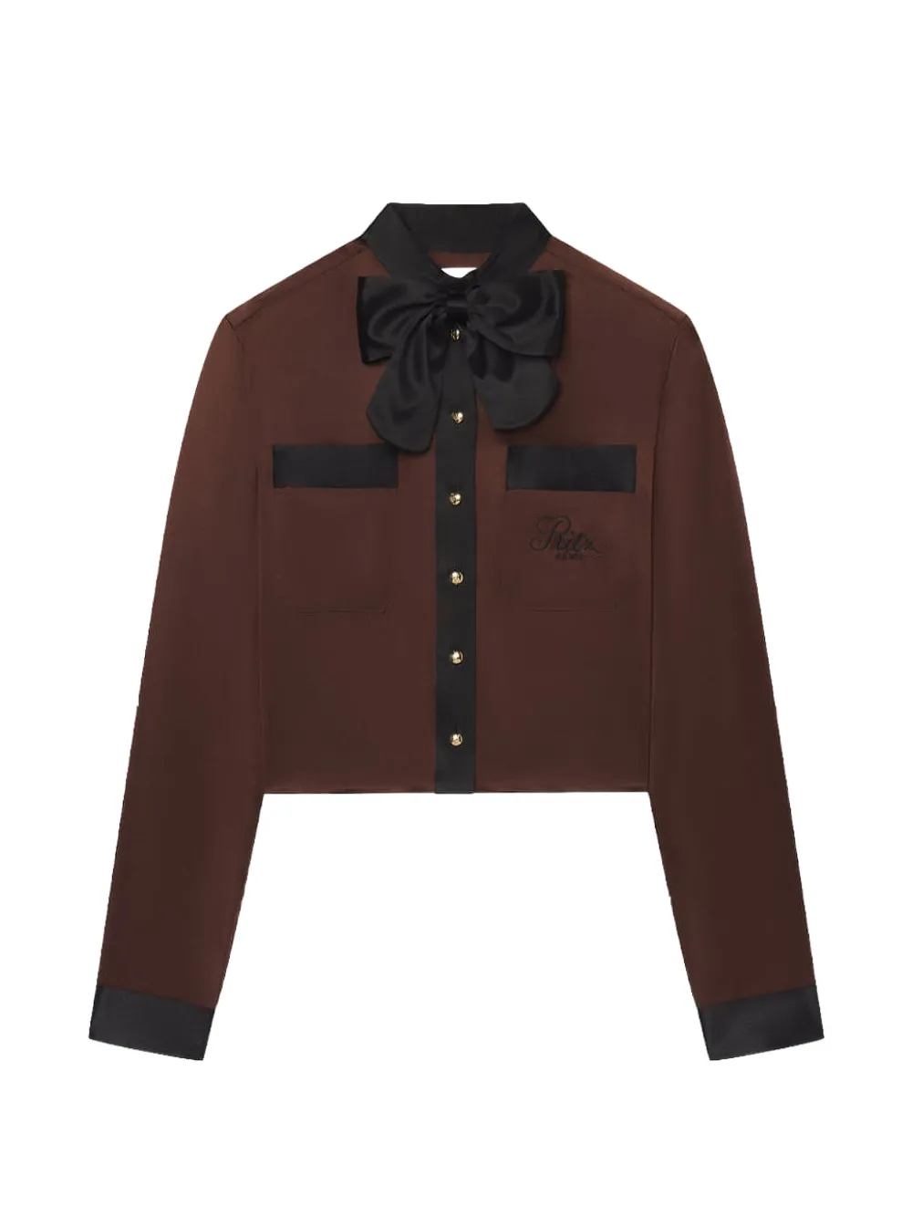 FRAME x Ritz Paris bow pocket blouse - Marrone