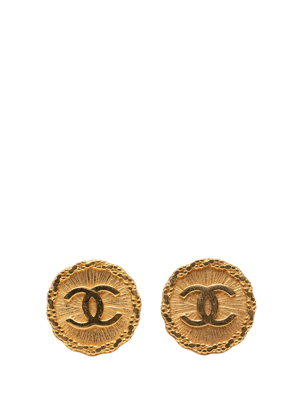 CHANEL Pre-Owned 1993 CC Gold Plated Round Clip On Earrings costume earrings - Oro